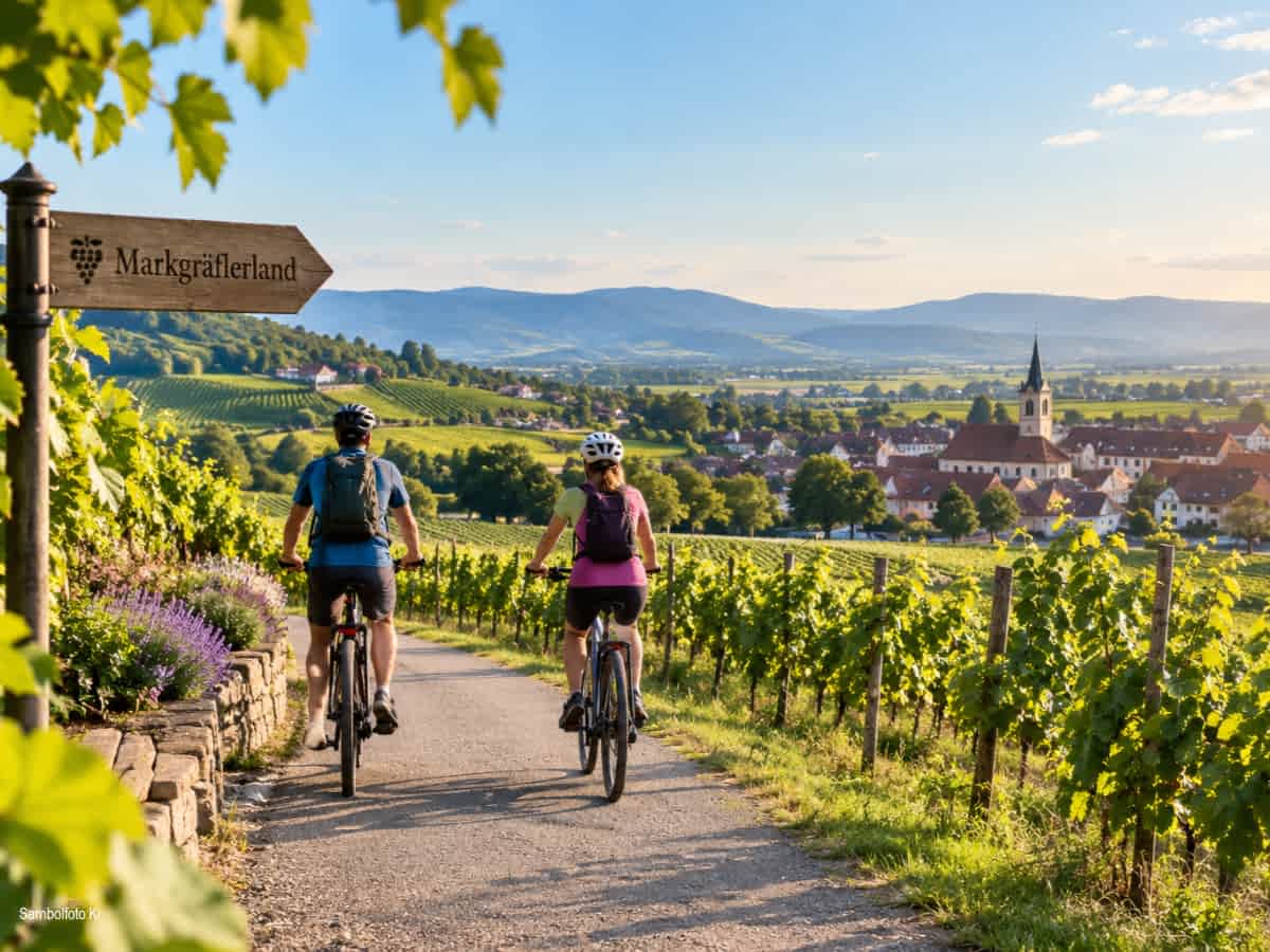 In der südwestlichsten Region Deutschlands, zwischen den Ausläufern des Schwarzwaldes und dem Rhein, liegt das sonnenverwöhnte Markgräflerland. Die Gegend ist geprägt von sanften Weinbergen, Obstwiesen und beschaulichen Gemeinden und ein Paradies Paradies zum Radfahren, Wandern, Genießen, Erleben und Erholen.